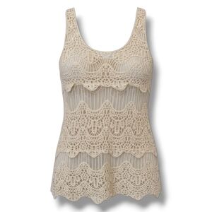 Forever 21 Contemporary Beige Crochet Sleeveless Top – Size XS